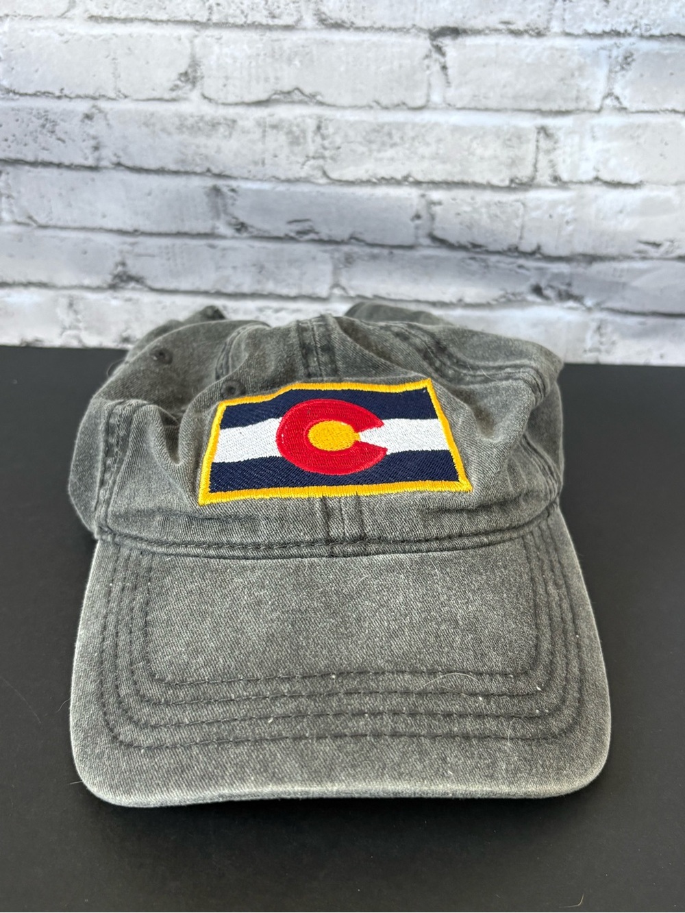 OTTO Washed Gray Dad Hat with Color Patch